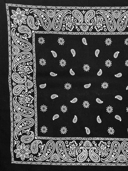 Black & White Paisley & Star Print Bandana