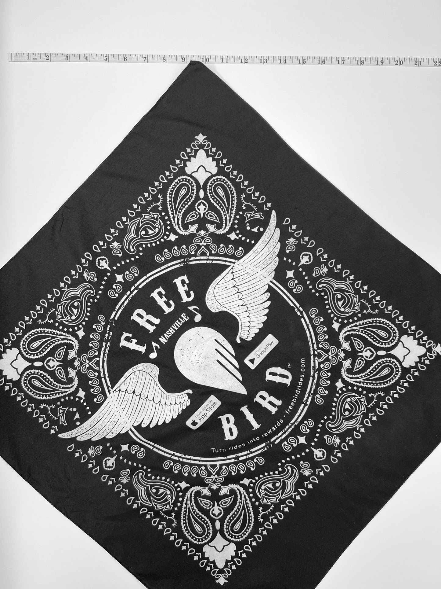Free Bird Nashville Black & White Graphic Paisley Bandana