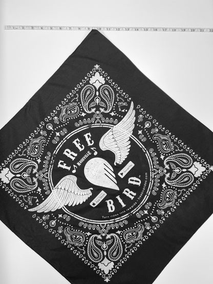 Free Bird Nashville Black & White Graphic Paisley Bandana