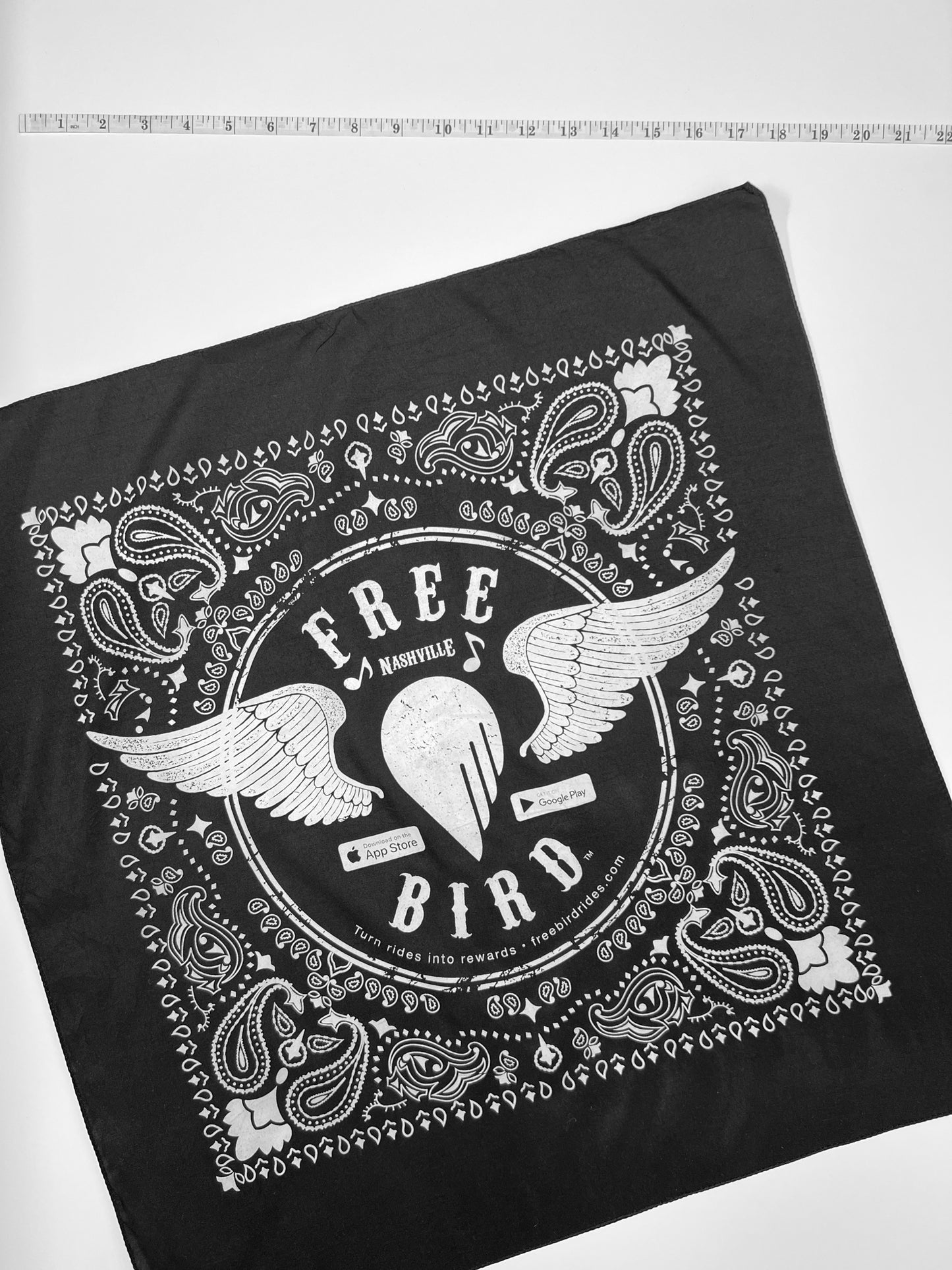 Free Bird Nashville Black & White Graphic Paisley Bandana