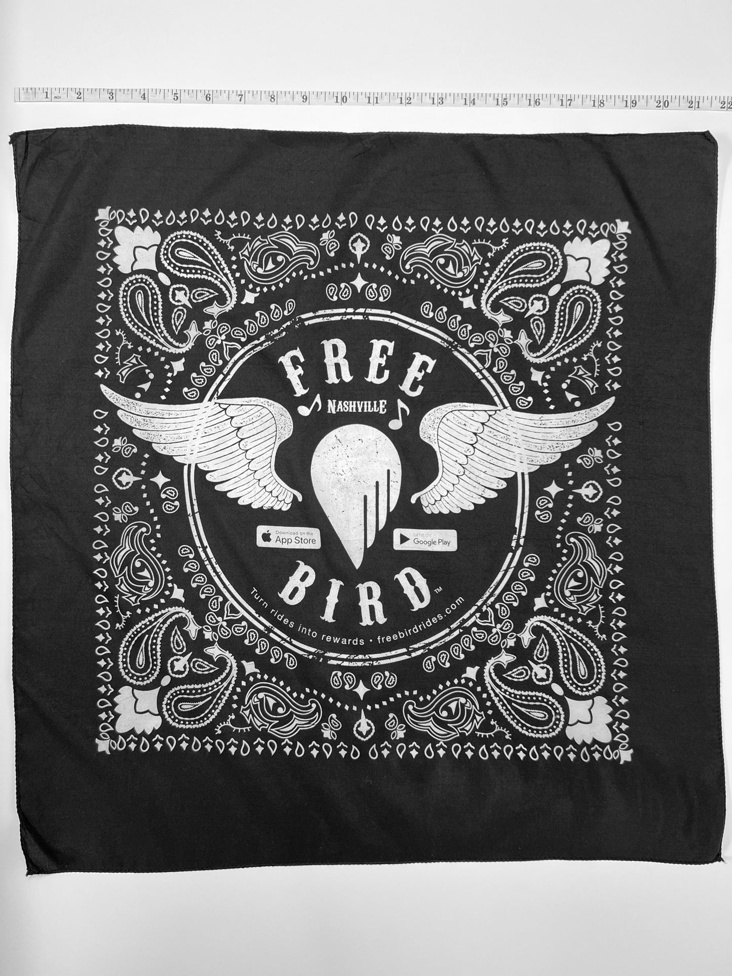 Free Bird Nashville Black & White Graphic Paisley Bandana
