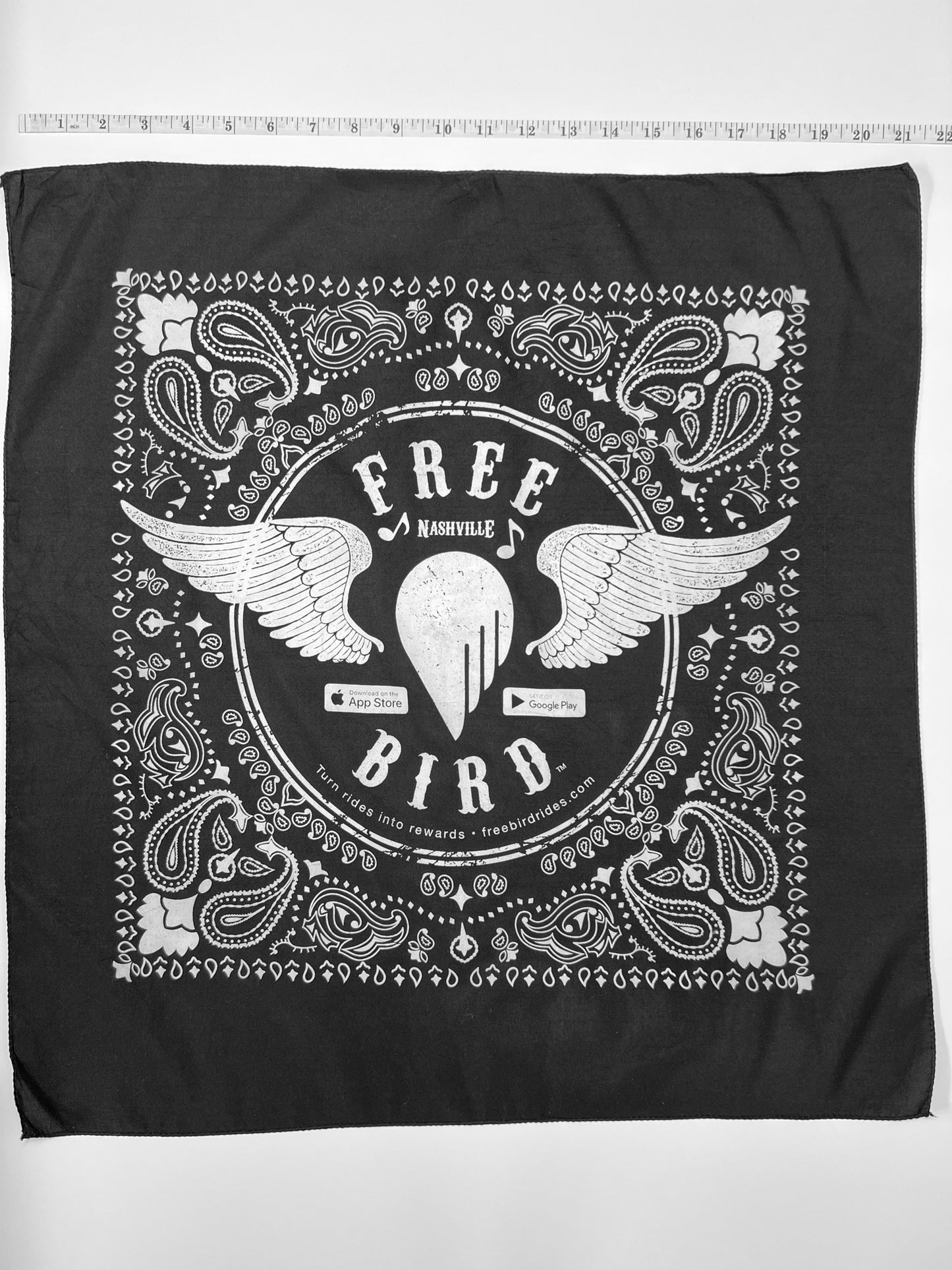 Free Bird Nashville Black & White Graphic Paisley Bandana