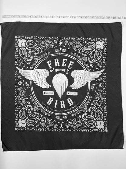Free Bird Nashville Black & White Graphic Paisley Bandana