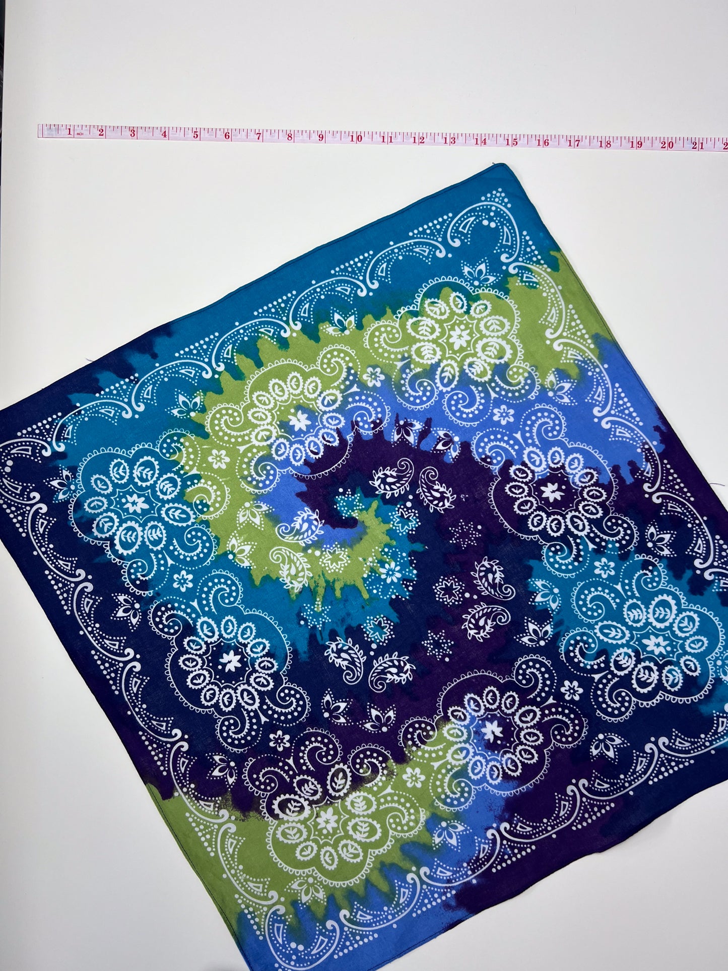 Blue, Purple & Green Ombre Paisley Print Bandana