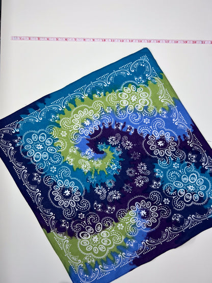 Blue, Purple & Green Ombre Paisley Print Bandana
