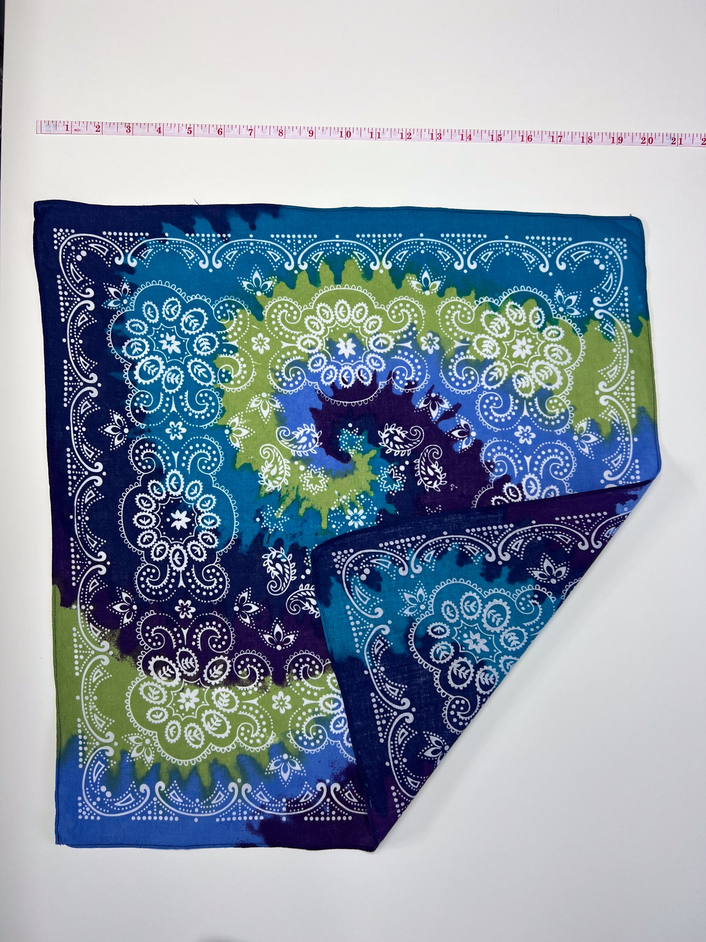 Blue, Purple & Green Ombre Paisley Print Bandana