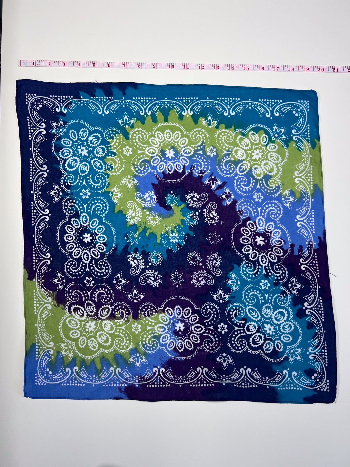 Blue, Purple & Green Ombre Paisley Print Bandana