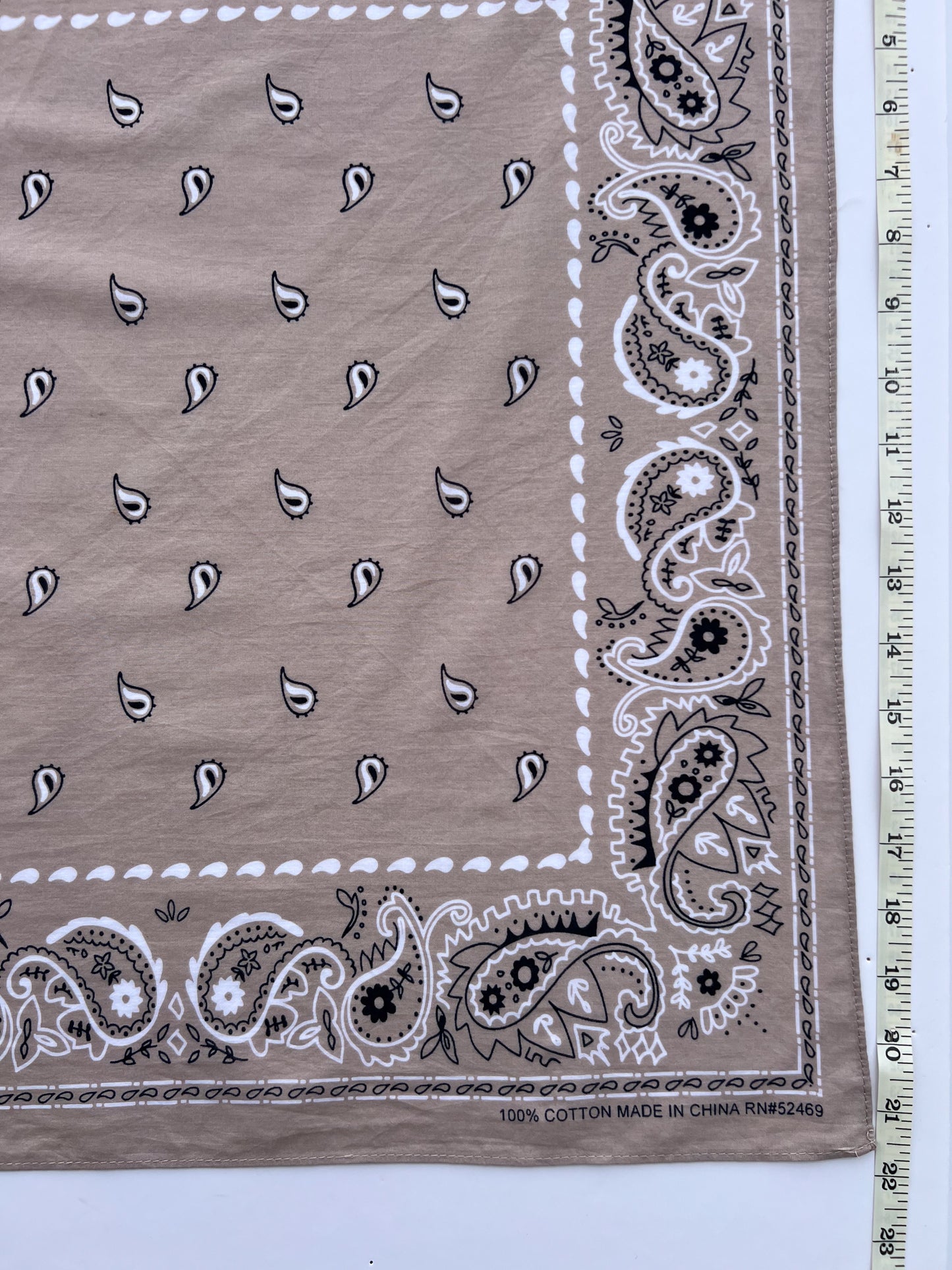 Light Latte Paisley Print Bandana