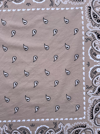 Light Latte Paisley Print Bandana