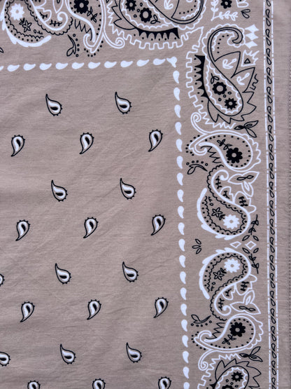 Light Latte Paisley Print Bandana