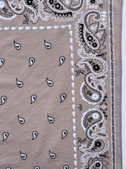 Light Latte Paisley Print Bandana