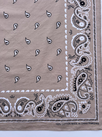 Light Latte Paisley Print Bandana