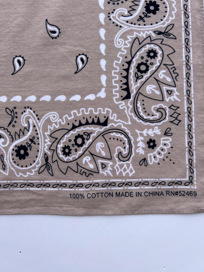 Light Latte Paisley Print Bandana