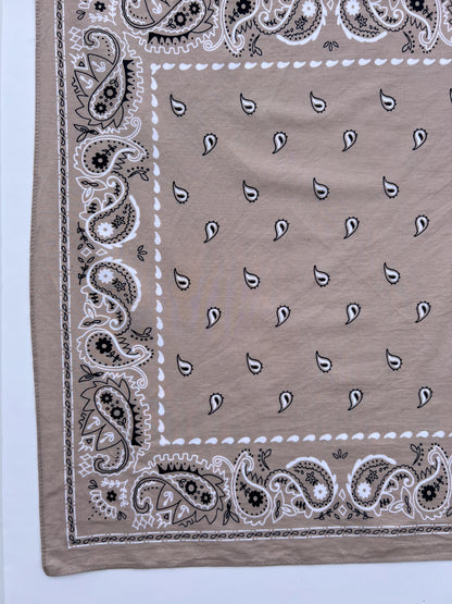 Light Latte Paisley Print Bandana