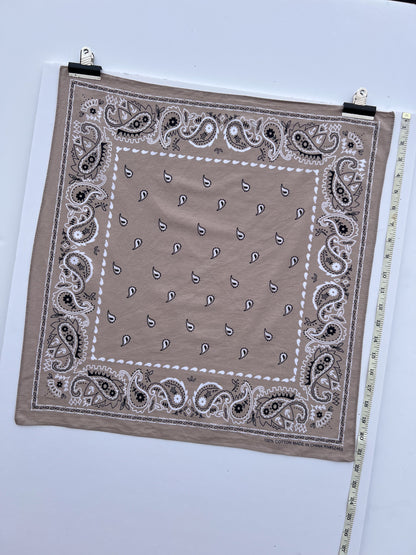 Light Latte Paisley Print Bandana