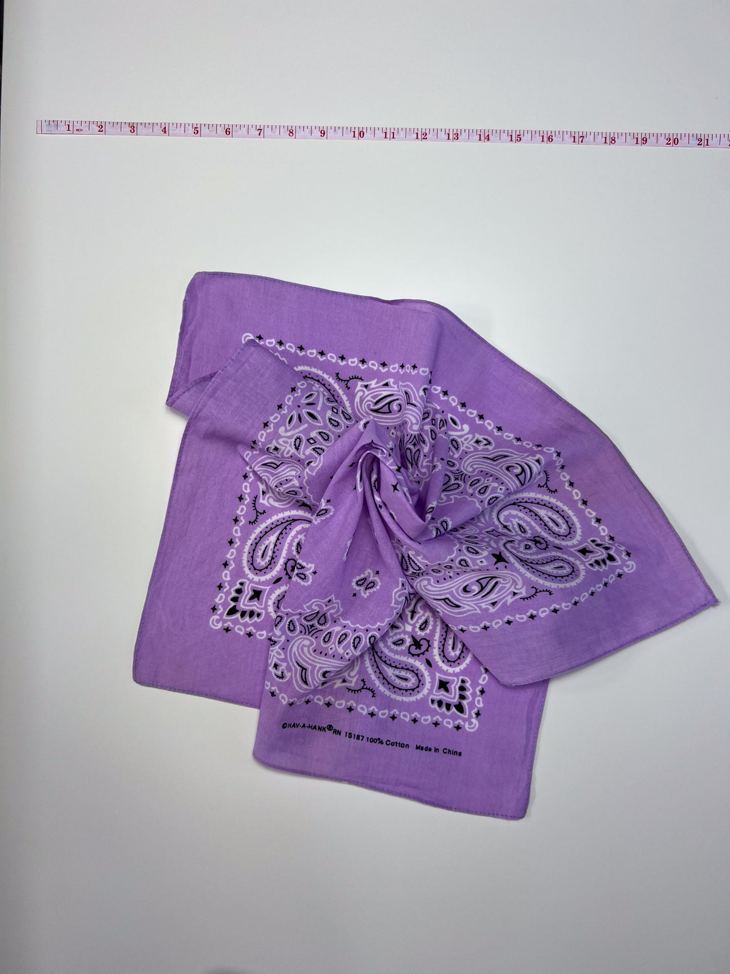Lilac Paisley Print Border Bandana - Marked