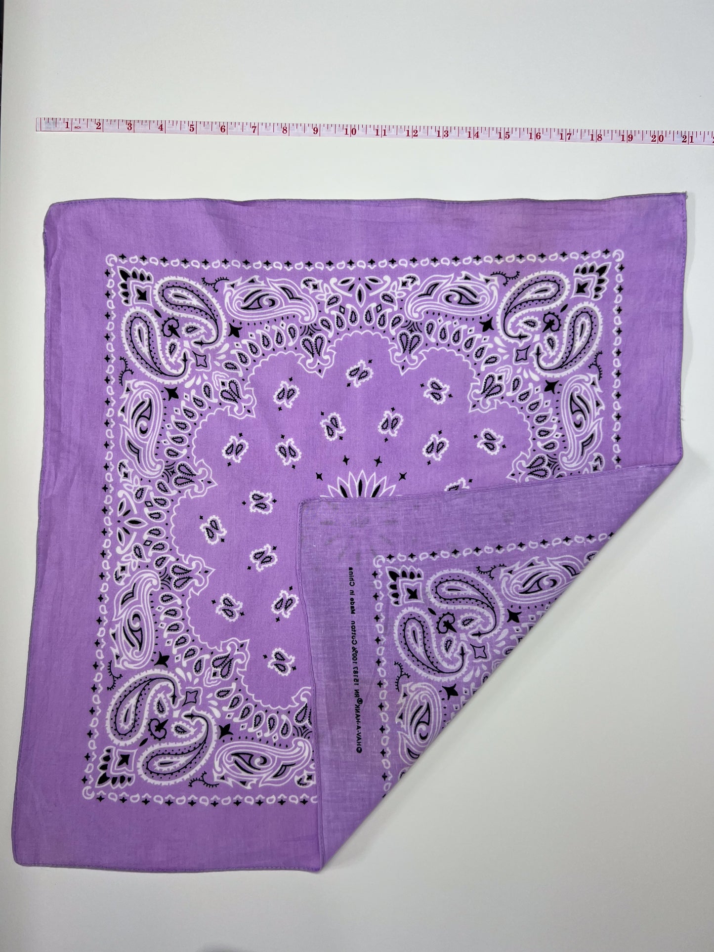 Lilac Paisley Print Border Bandana - Marked
