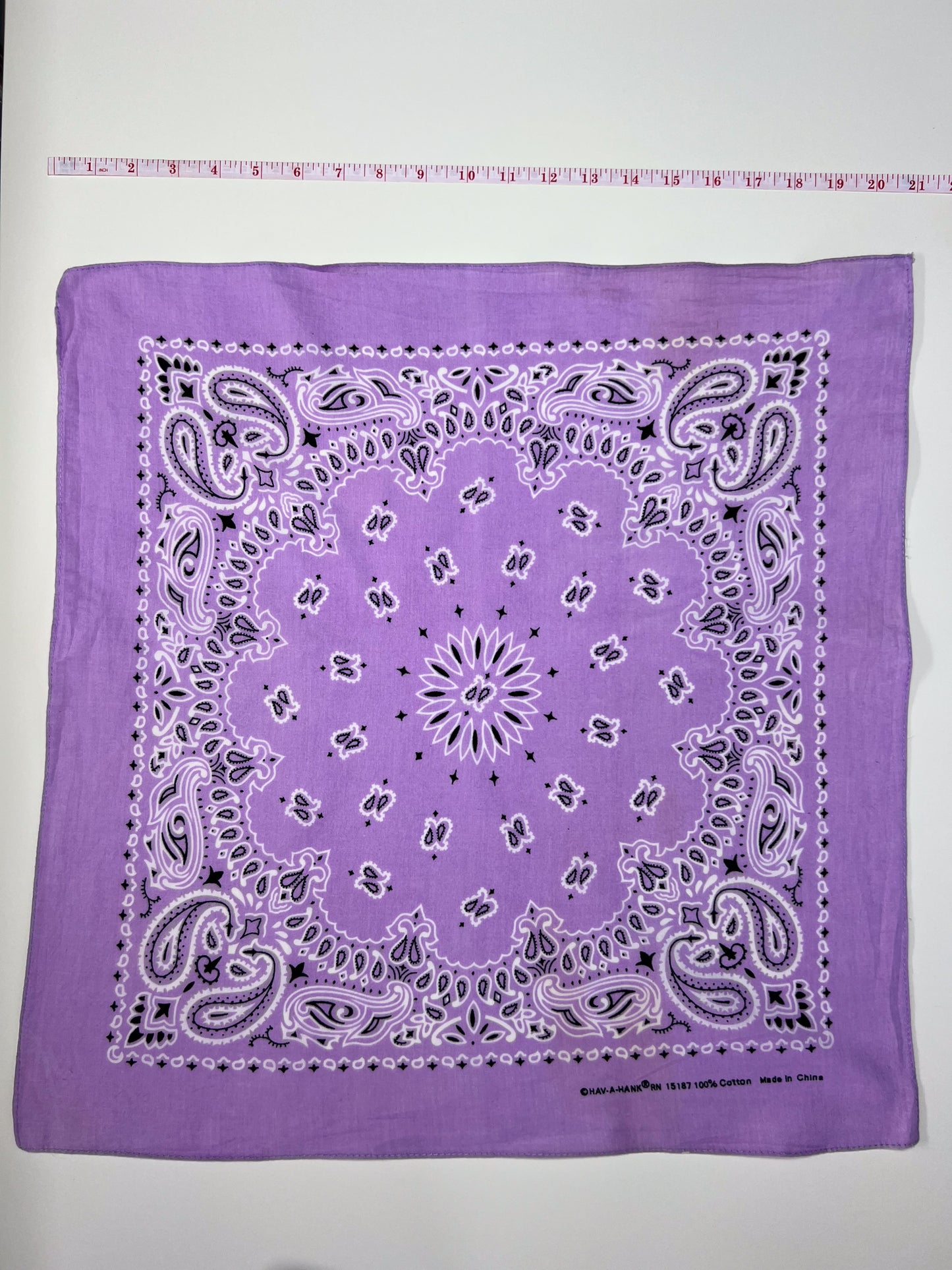 Lilac Paisley Print Border Bandana - Marked