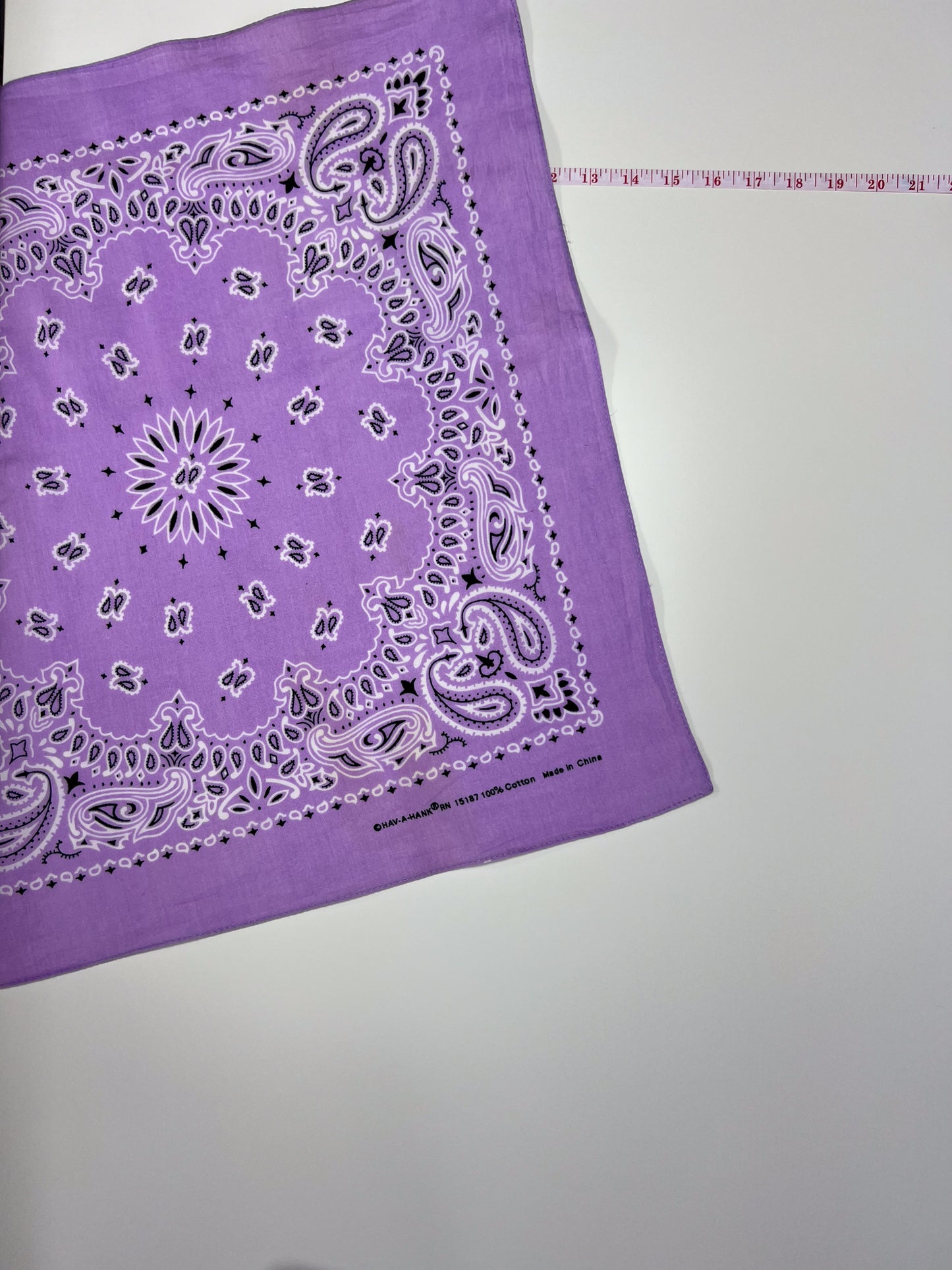 Lilac Paisley Print Border Bandana - Marked
