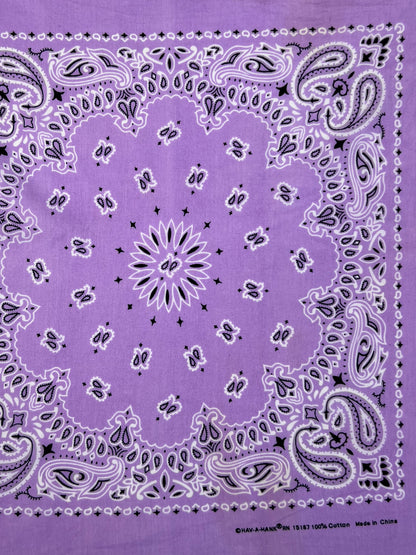 Lilac Paisley Print Border Bandana - Marked