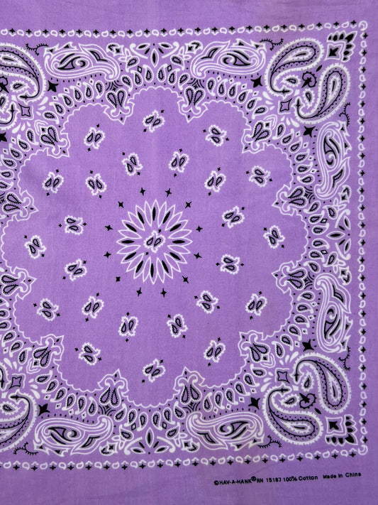 Lilac Paisley Print Border Bandana - Marked