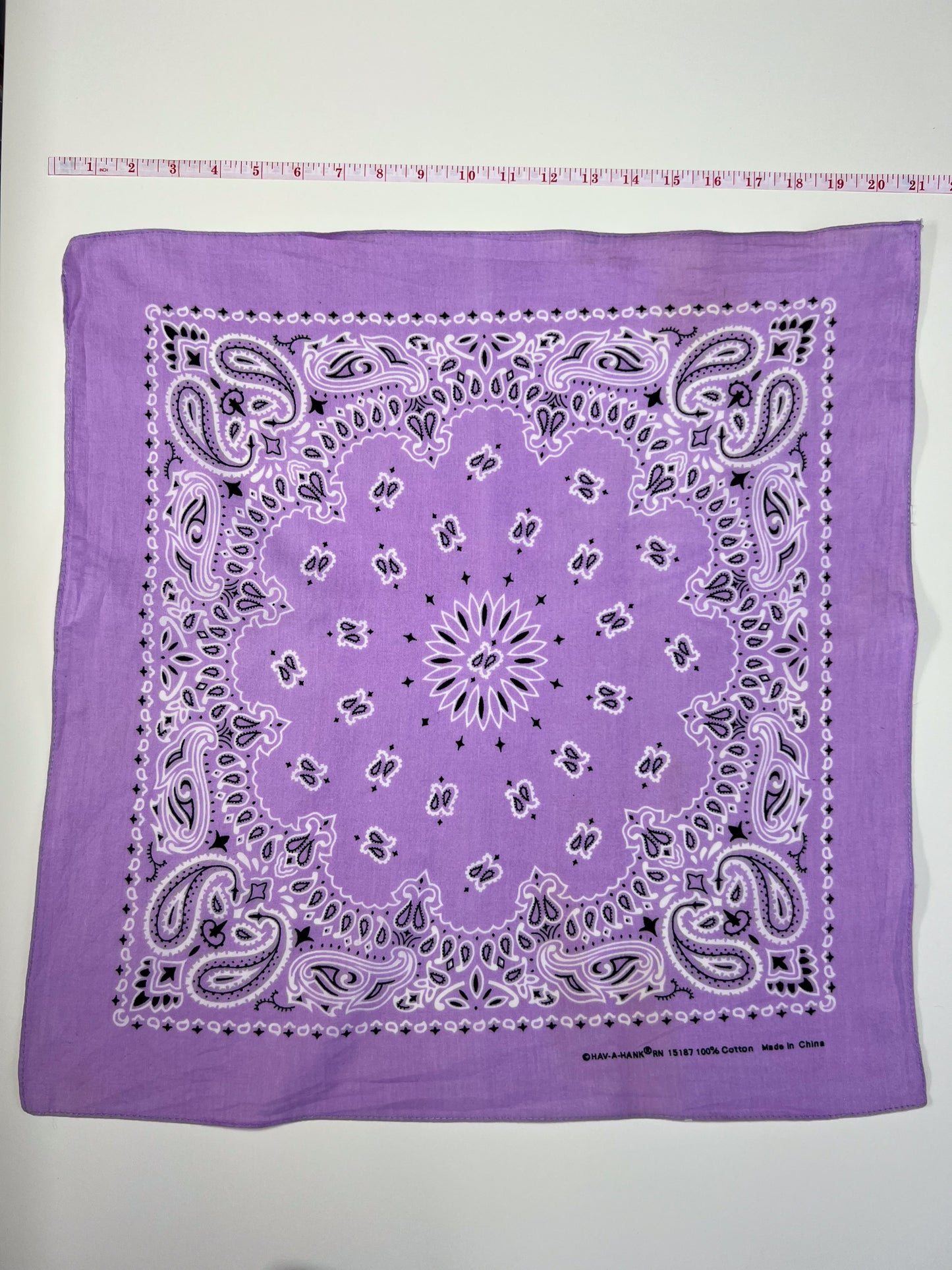 Lilac Paisley Print Border Bandana - Marked