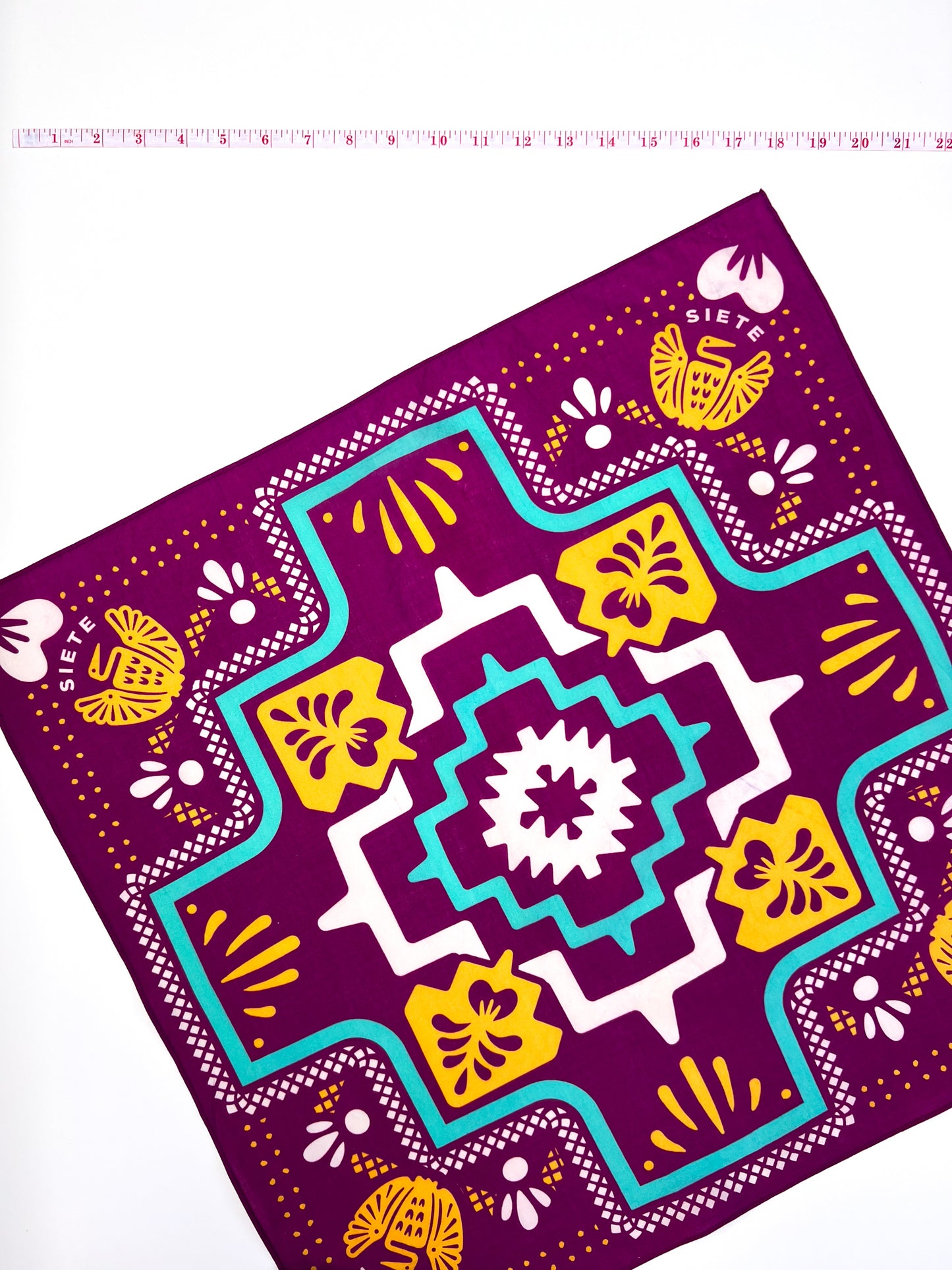 Siete Aztec Graphic Purple Bandana