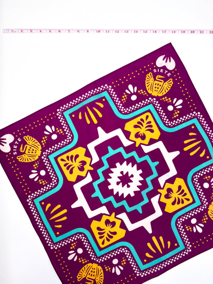 Siete Aztec Graphic Purple Bandana