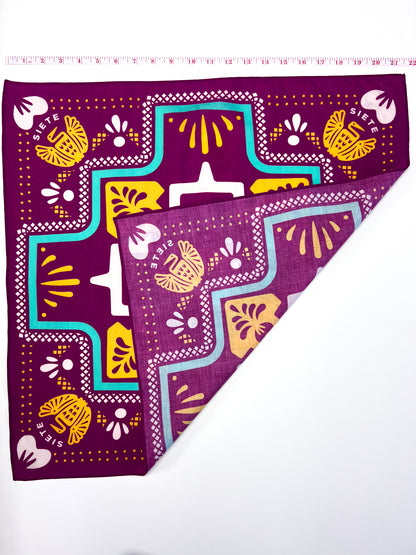Siete Aztec Graphic Purple Bandana