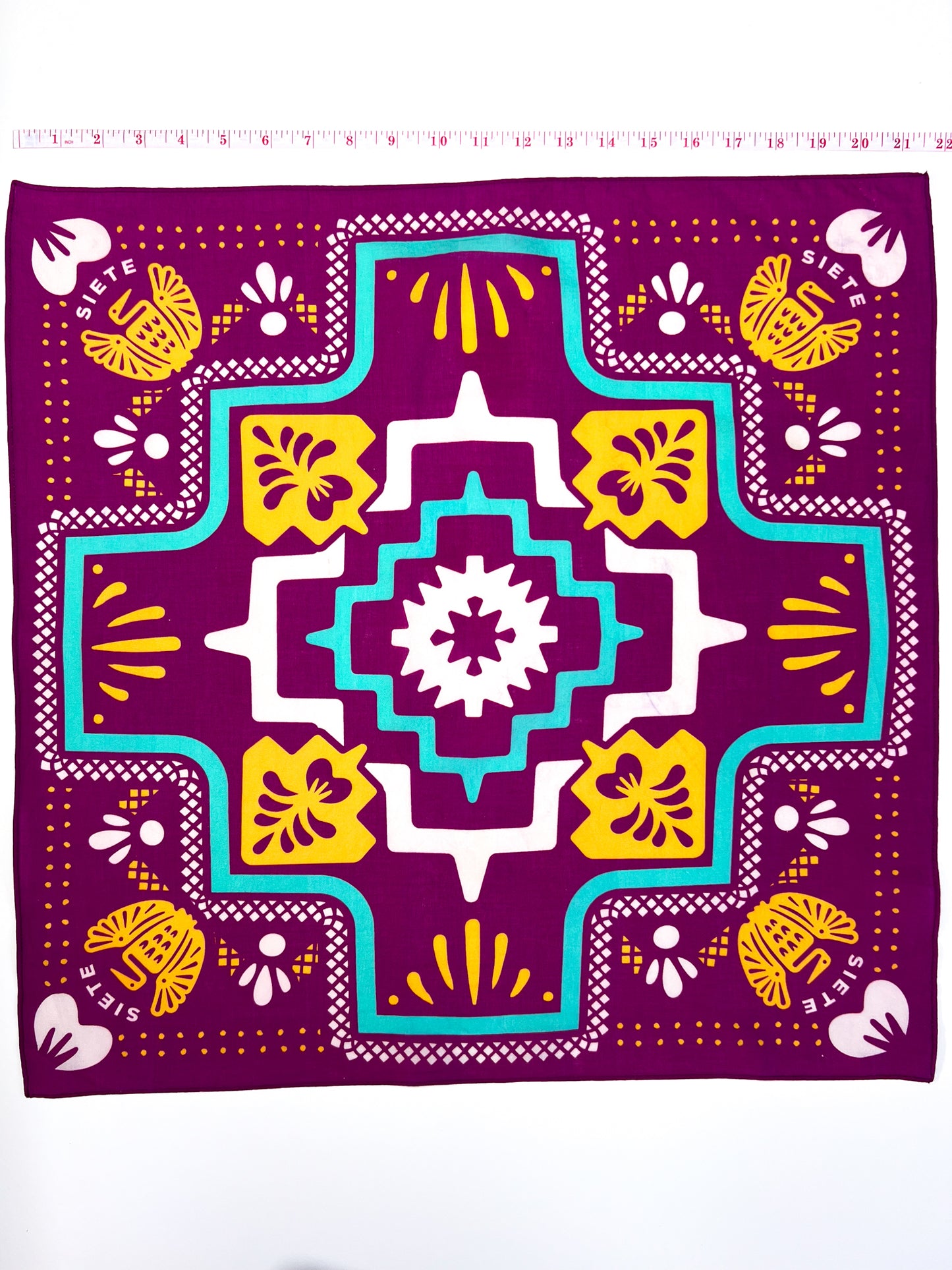 Siete Aztec Graphic Purple Bandana