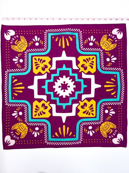 Siete Aztec Graphic Purple Bandana