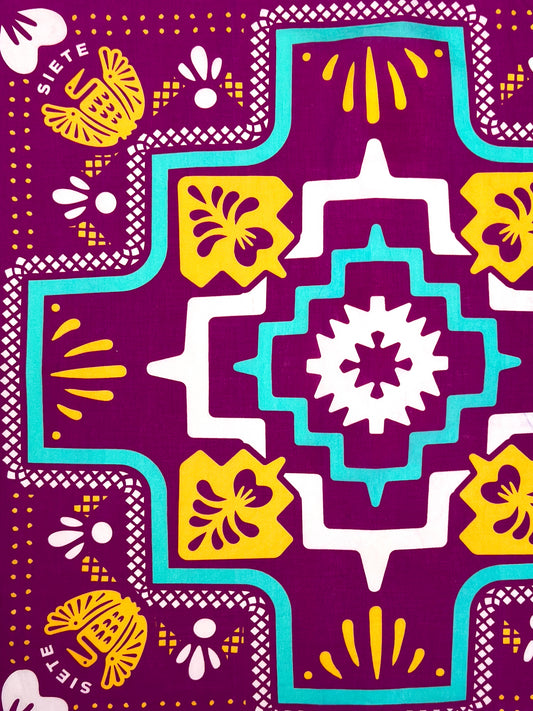 Siete Aztec Graphic Purple Bandana