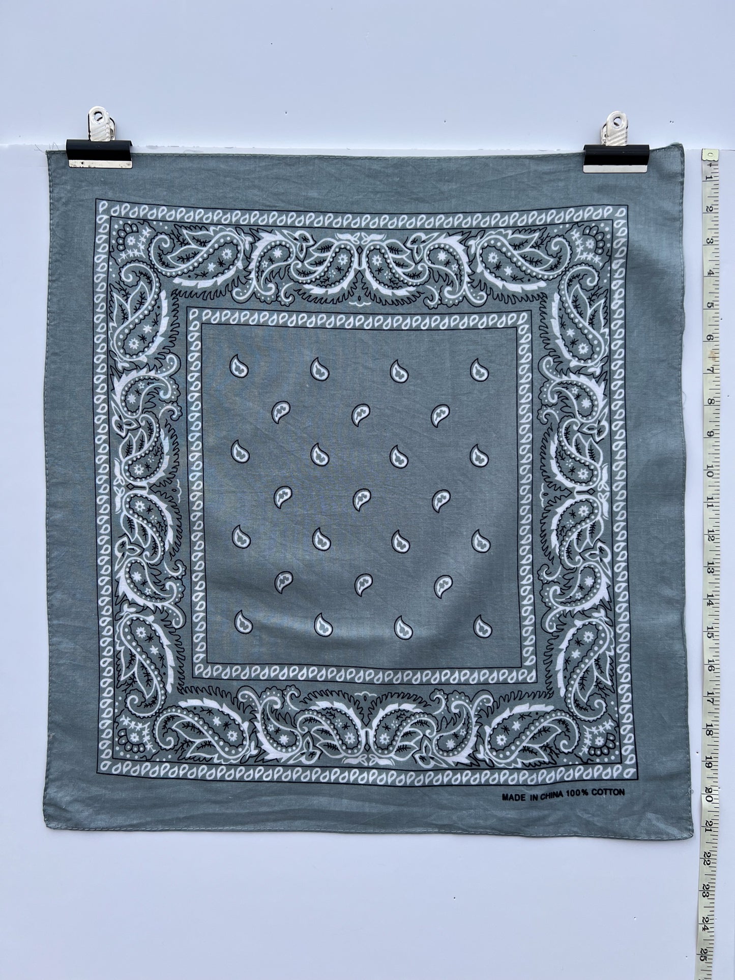 Light Grey Paisley Border Print Bandana