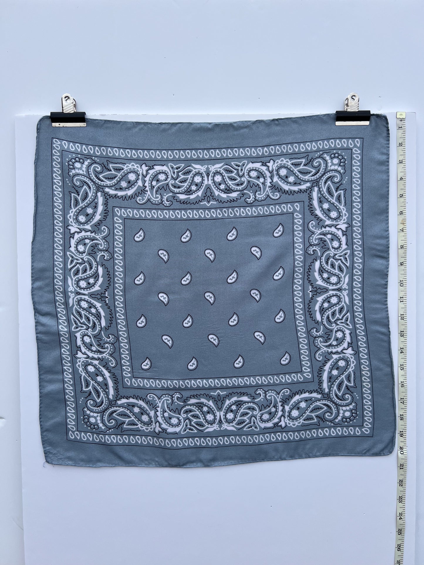Grey Paisley Border Print Bandana