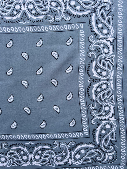 Grey Paisley Border Print Bandana