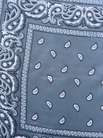 Grey Paisley Border Print Bandana
