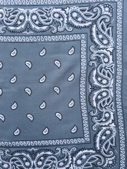 Grey Paisley Border Print Bandana