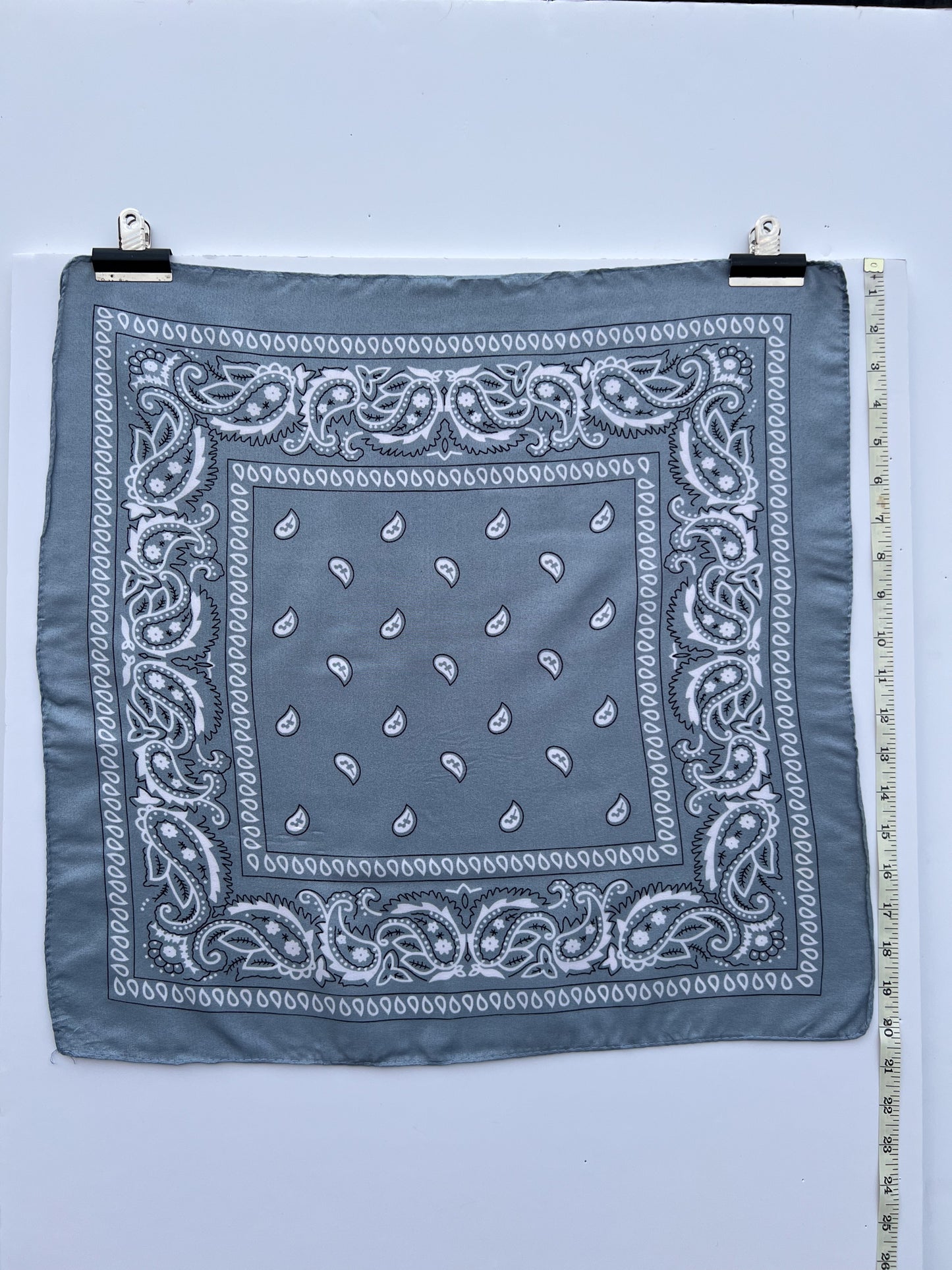 Grey Paisley Border Print Bandana