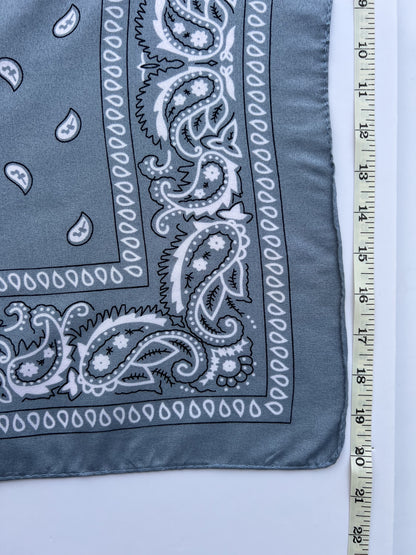 Grey Paisley Border Print Bandana