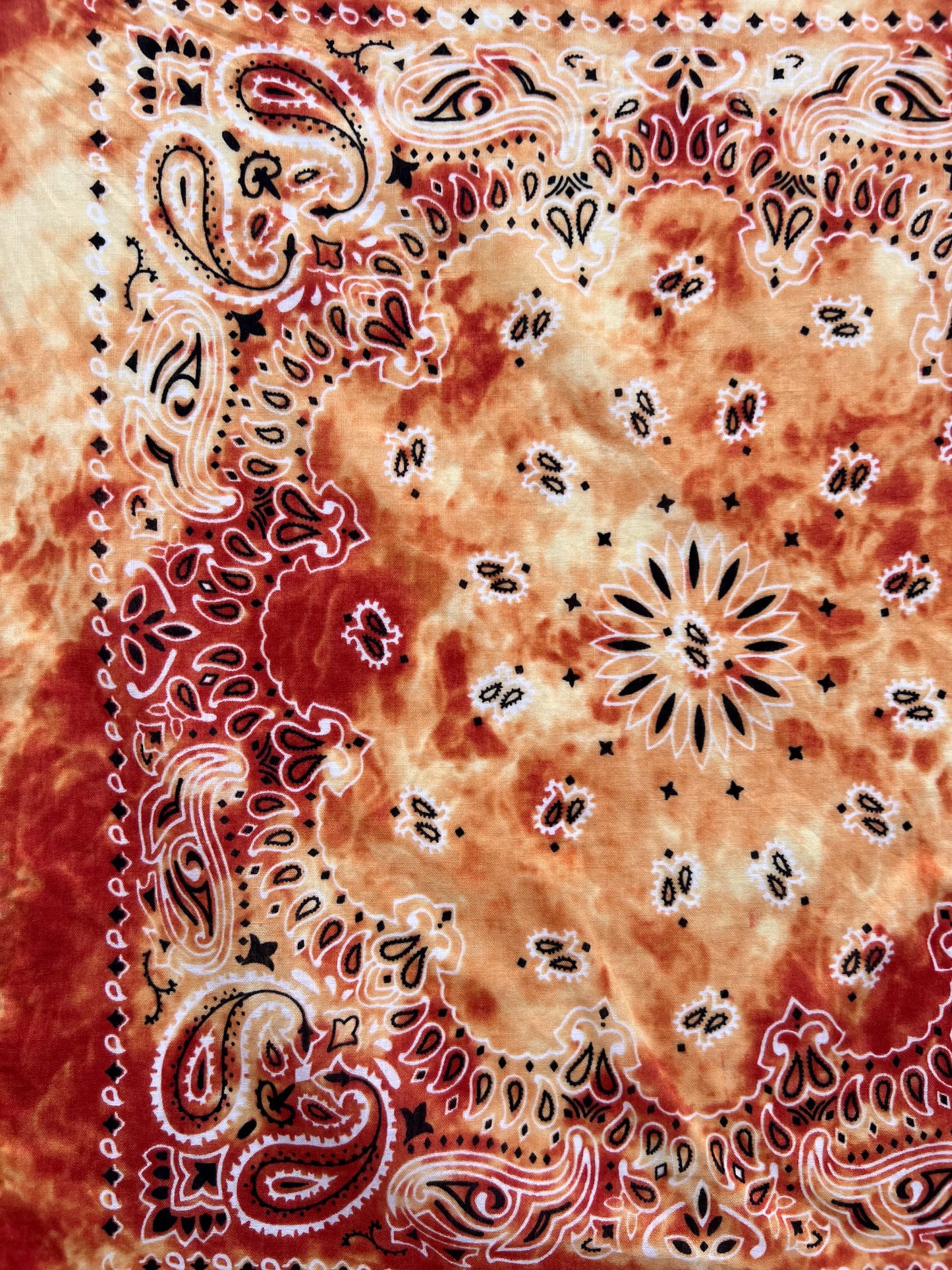 Tie Dye Orange Paisley Bandana
