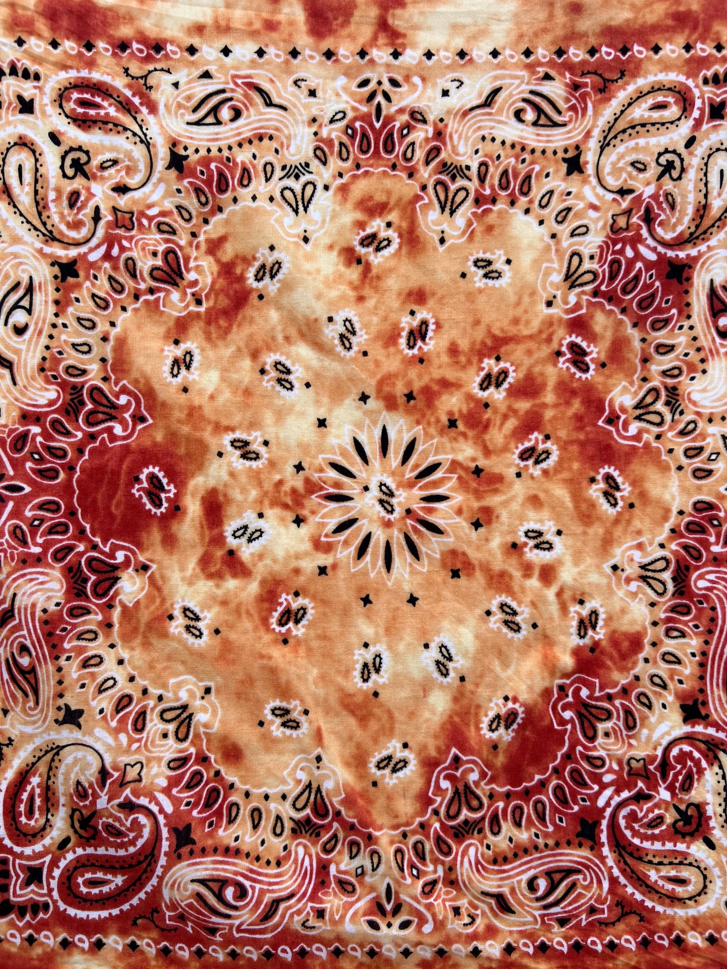 Tie Dye Orange Paisley Bandana
