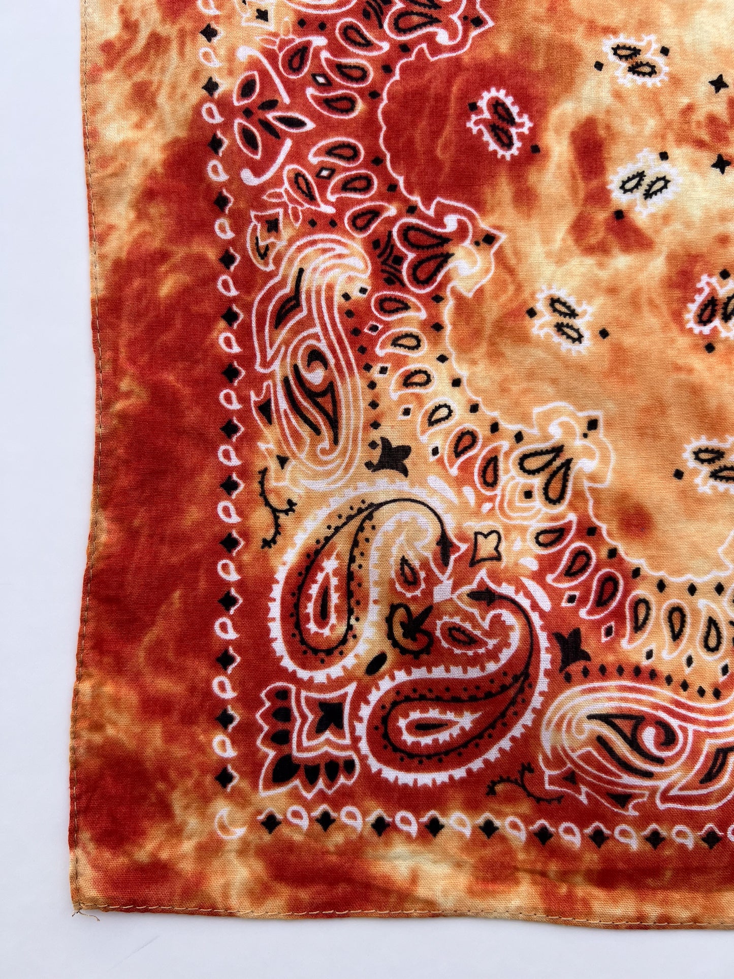 Tie Dye Orange Paisley Bandana