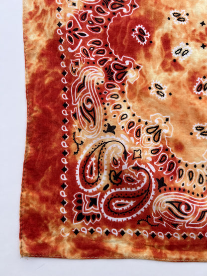 Tie Dye Orange Paisley Bandana