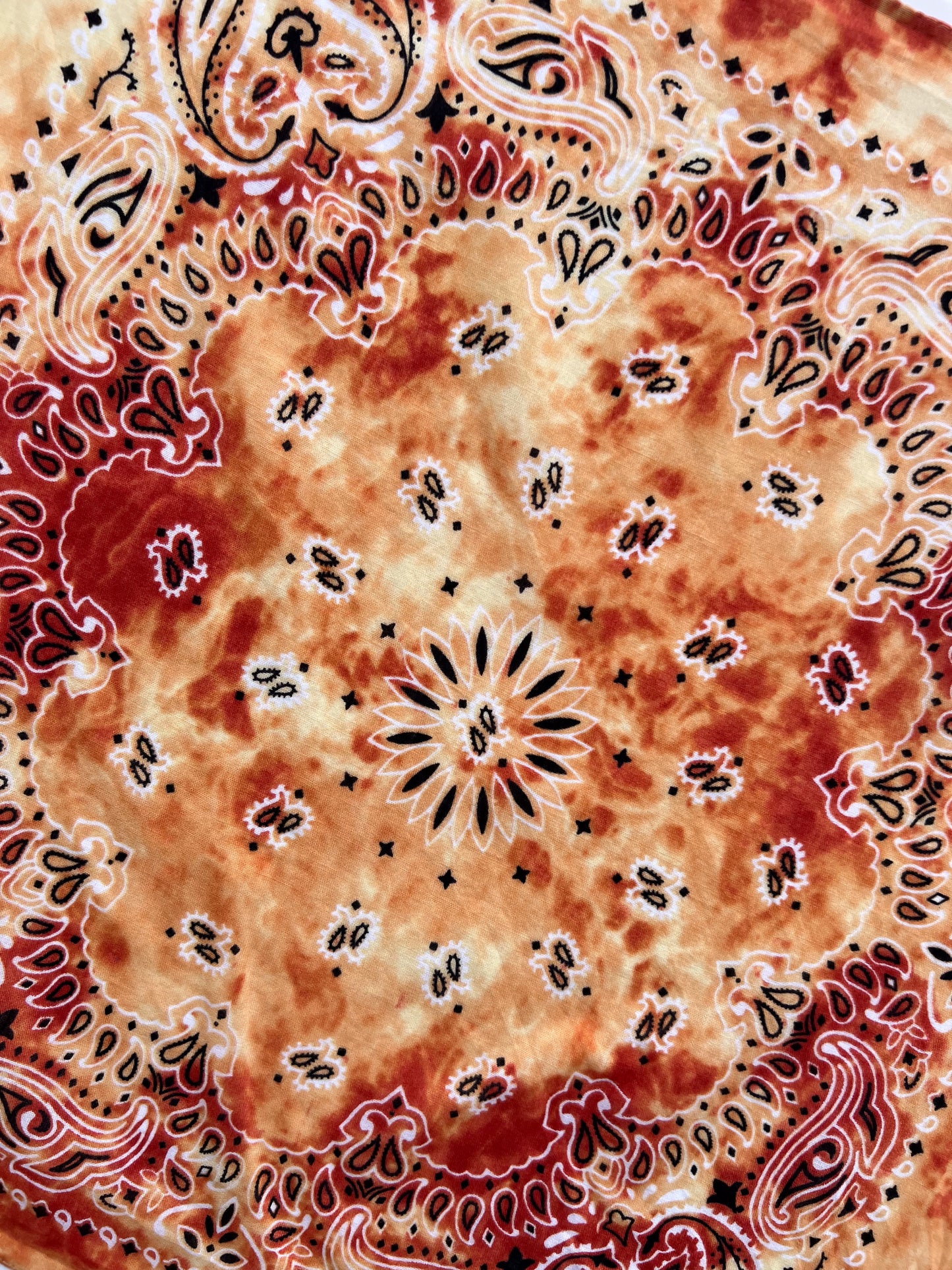 Tie Dye Orange Paisley Bandana