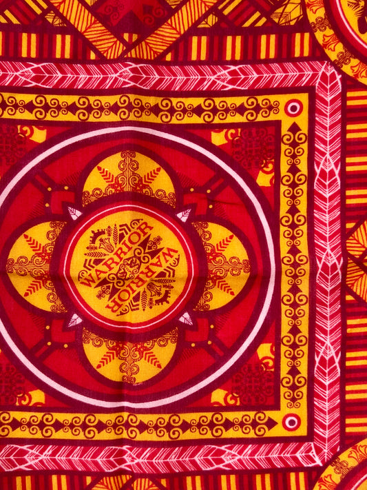 Warrior Aztec Print Orange & Red Bandana