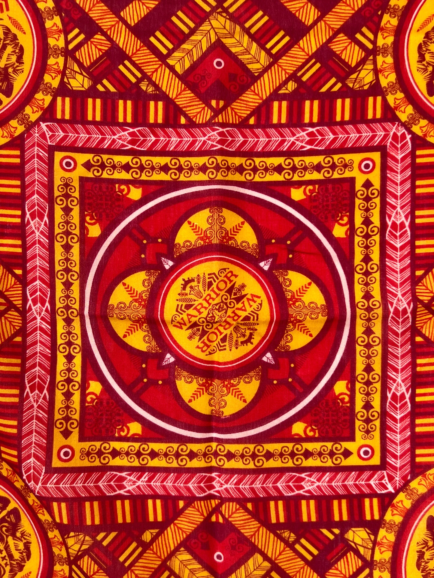 Warrior Aztec Print Orange & Red Bandana