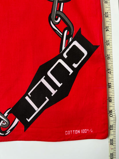 Red & Black 'Cult' Slogan & Chain Bandana