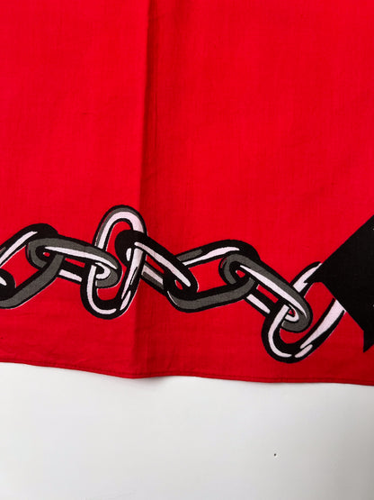 Red & Black 'Cult' Slogan & Chain Bandana