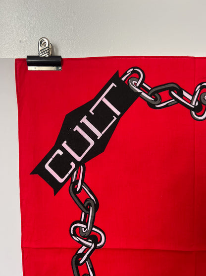 Red & Black 'Cult' Slogan & Chain Bandana