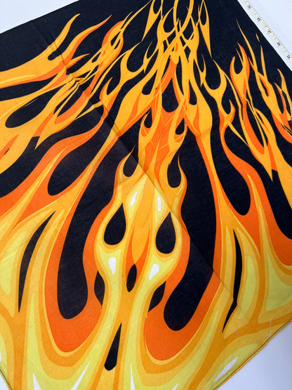 Orange Flames Black Bandana